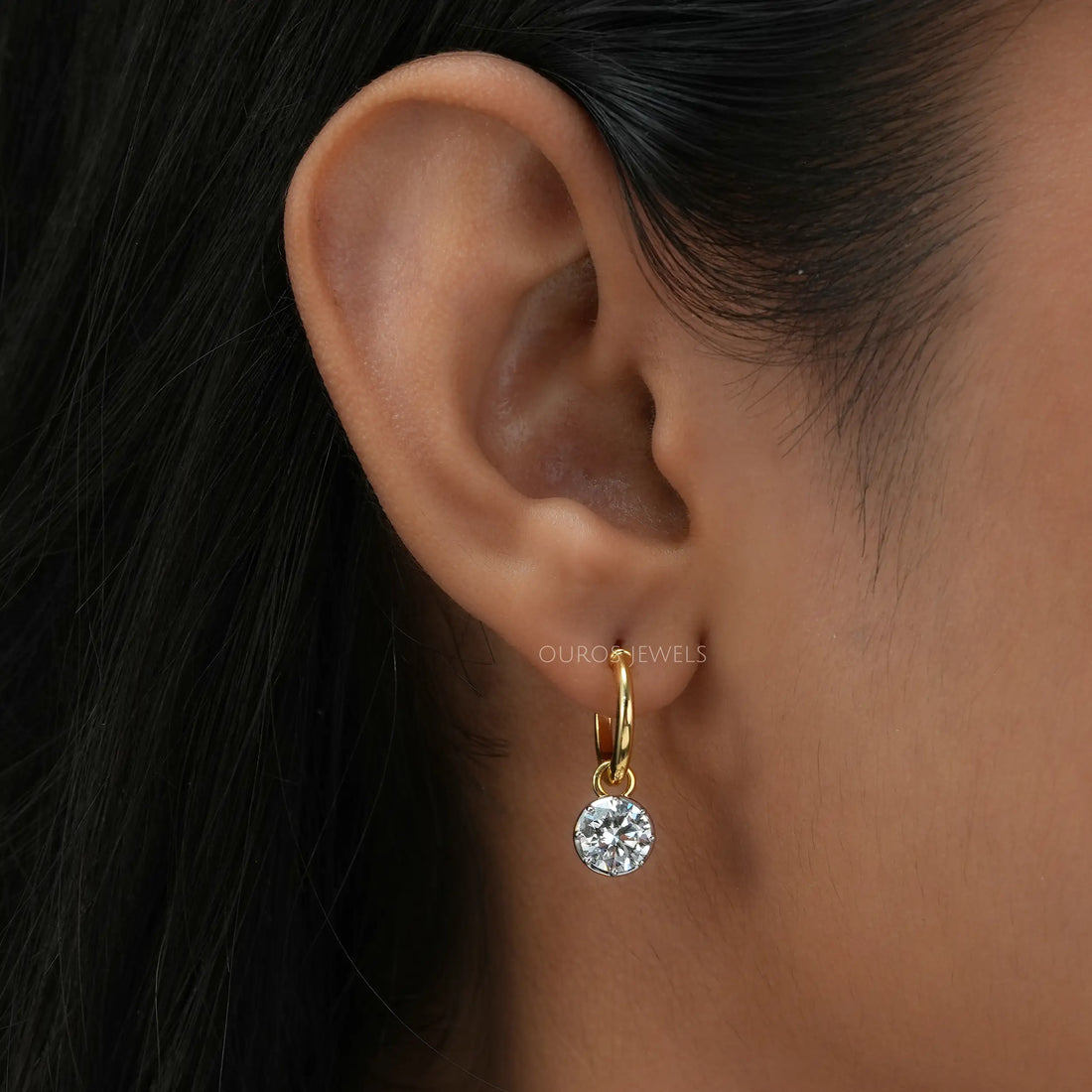 Round Diamond Drop Dangle Earrings