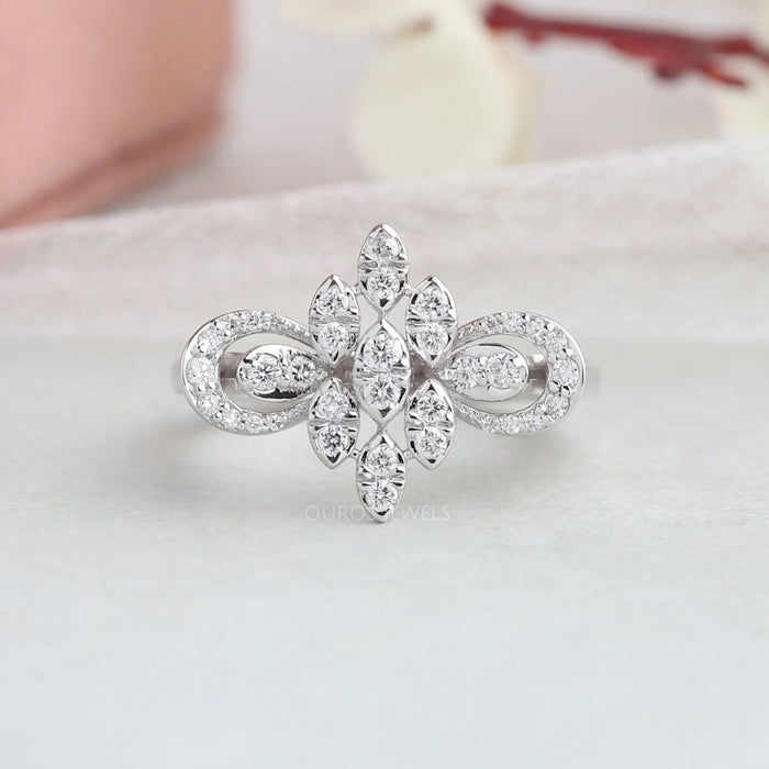 [Round Cluster Diamond Engagement Ring]-[Ouros Jewels]