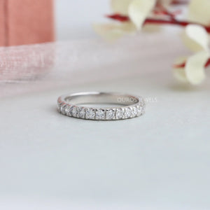 Half eternity wedding band with brilliant round cut lab grown diamonds