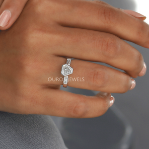 [Shield Cut Three Stone Ring]-[Ouros Jewels]