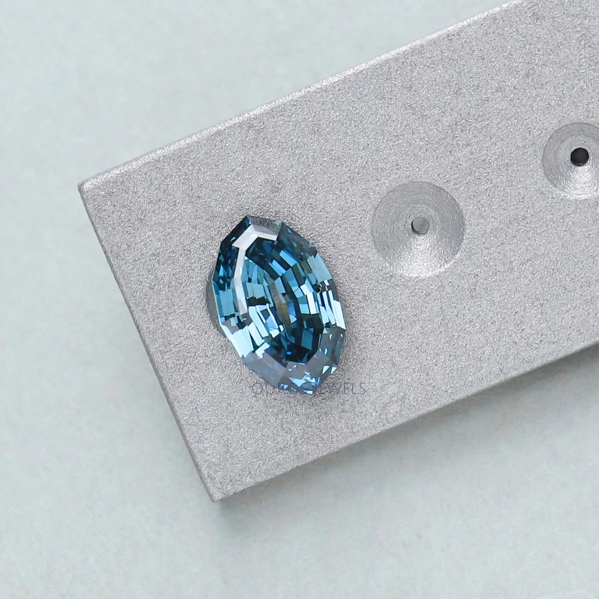 1.03 Carat Step Cut Blue Oval Lab Grown Diamond Loose
