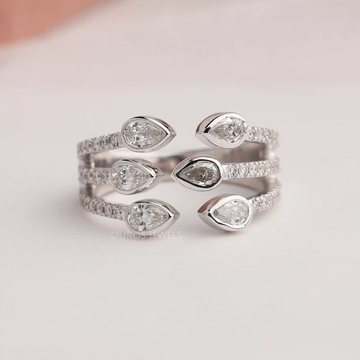 Pear and round lab diamond wedding anniversary ring 