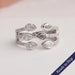 Three row pear diamond open cuff dainty ring in 14k solid white gold