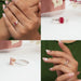 Collage of 3 stone radiant cut lab diamond engagement ring