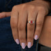 In finger look of pink radiant cut lab created diamond engagement ring