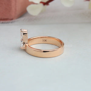 Bullet Cut Rose Gold Solitaire Engagement Ring