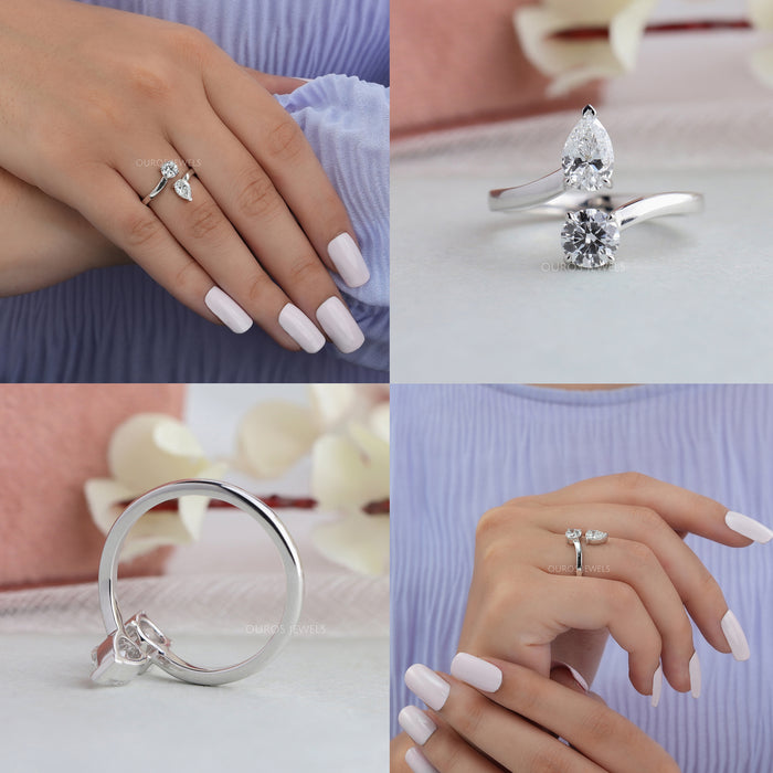 [Pear And Round Diamond Wedding Ring]-[Ouros Jewels]