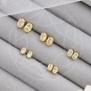 yellow diamond oval studs 