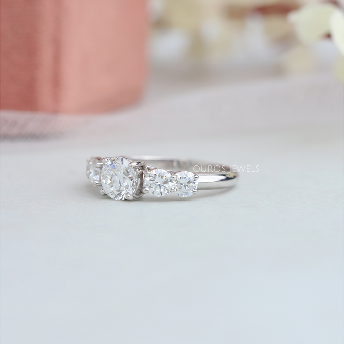 [Round Cut Five Stone Diamond Ring]-[Ouros Jewels]