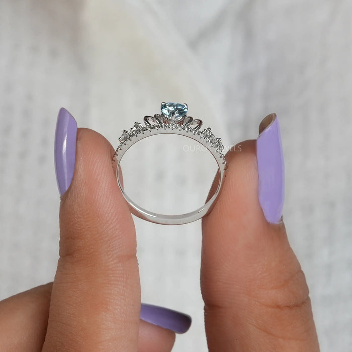 14k white gold blue heart lab created diamond ring, a perfect ring for making your special moment memorable