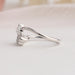 14k white gold curved split shank of heart cut bypass set engagement ring