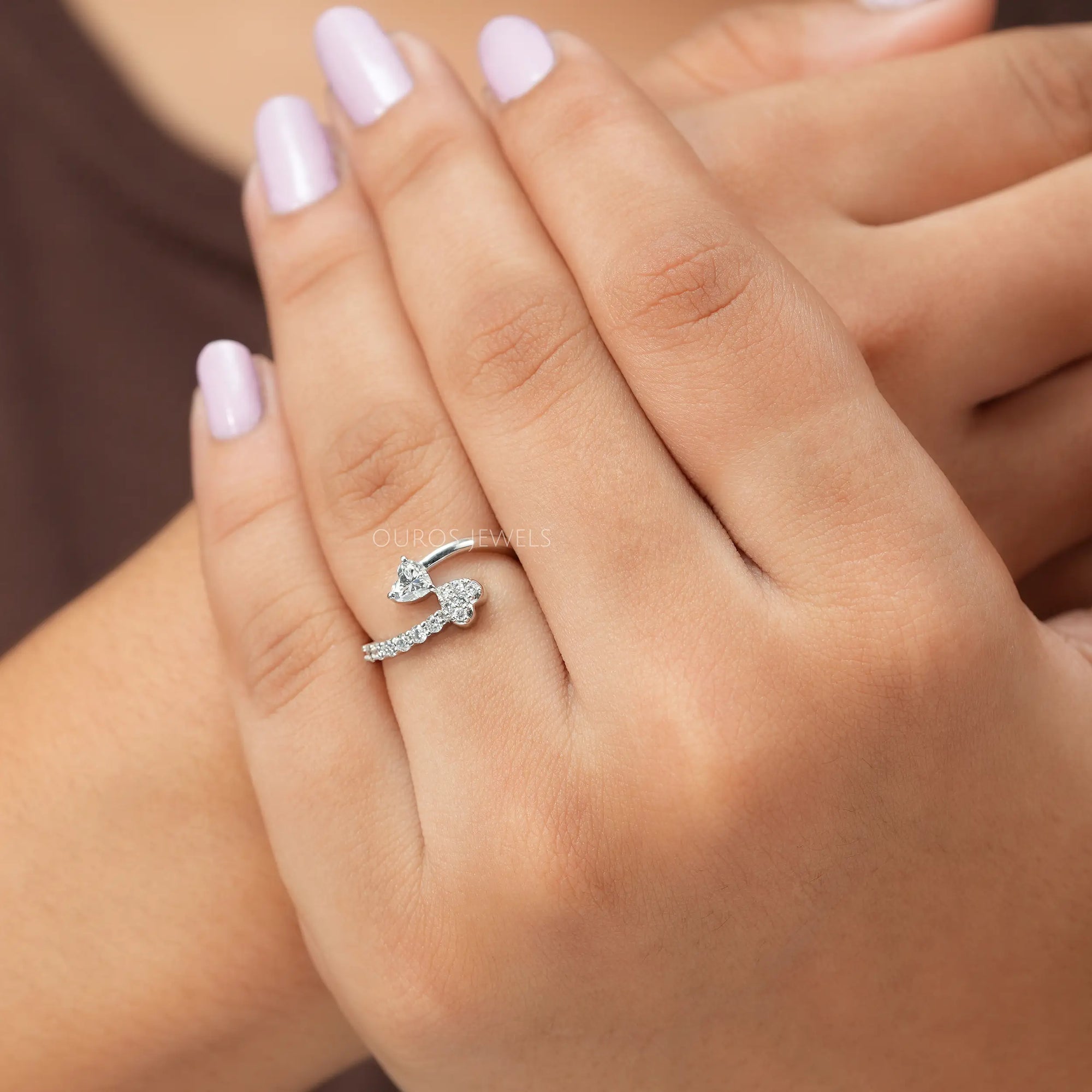 Heart Diamond Bypass Set Dainty Ring