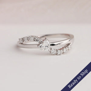 [Heart Cut Solitaire Accent Engagement Ring]-[Ouros jewels]