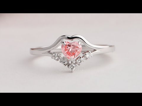 [Youtube View Of Pink Heart Cut Lab Diamond Ring]-[Ouros Jewels]