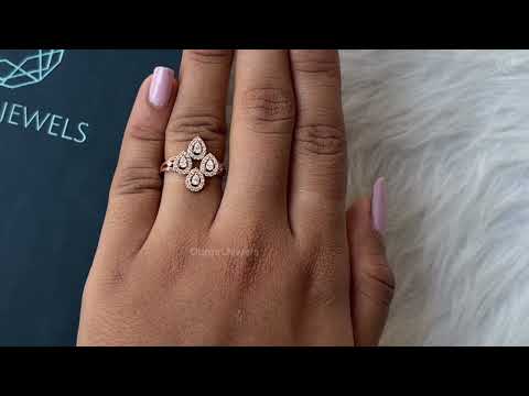 Youtube video of pear diamond floral style halo diamond engagement ring