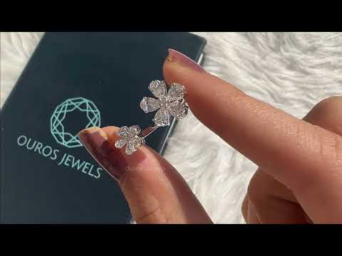 Youtube pear diamond flower shape open cuff dainty ring