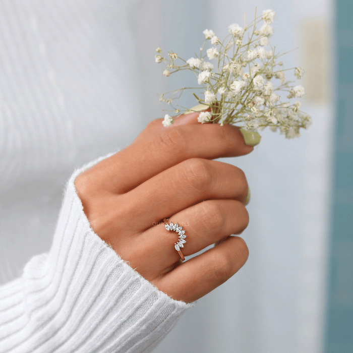 Marquise Diamond Curved Matching Wedding Band