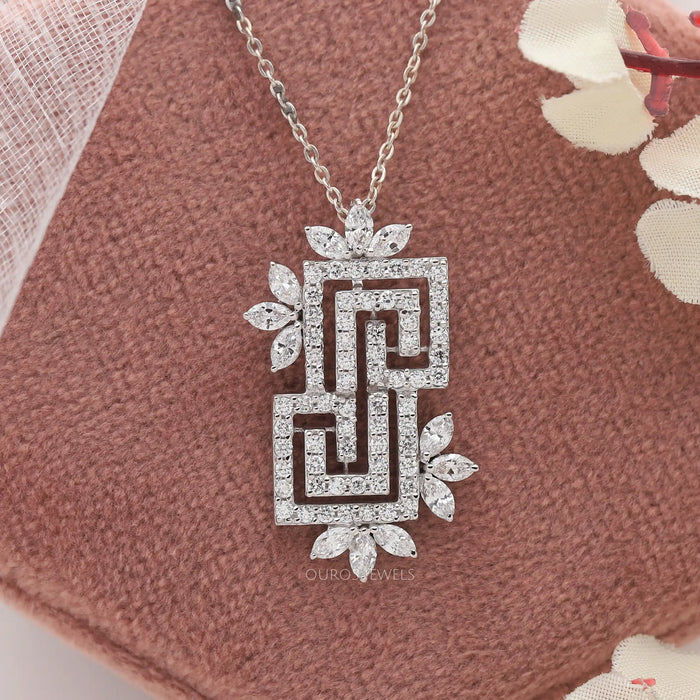 [Lab Diamond Cluster Pendant]-[Ouros Jewels]