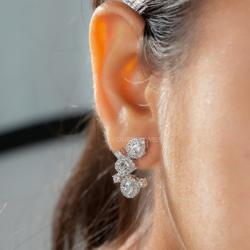 multi shape diamond drop earrings