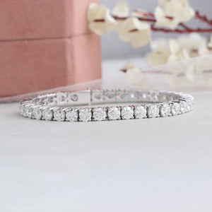 [OE Round Cut Lab Diamond Tennis Bracelet]-[Ouros Jewels]