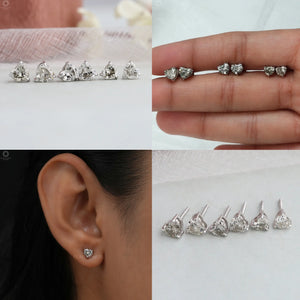 18K White Gold Heart Shaped Diamond Stud Earrings