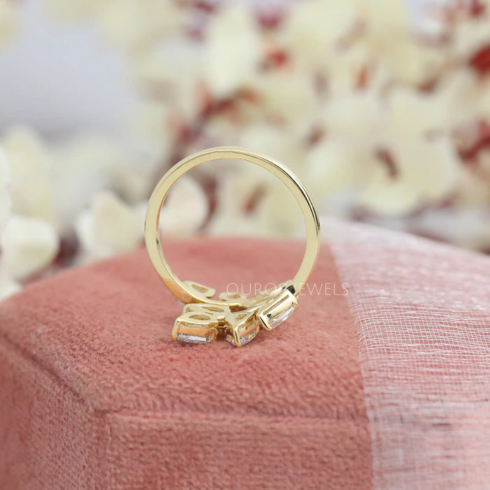 Pear Shaped Diamond Leaf Wrap Engagement Ring