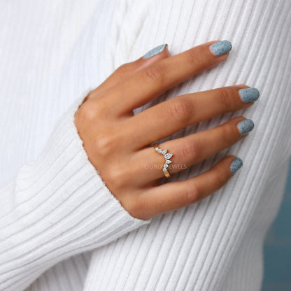 Pear And Round Lab Diamond Curved Band Rings