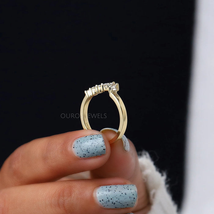 Pear and Round Lab Made Diamond Contour Band