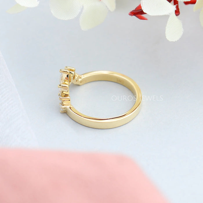 Pear and Round Lab Made Diamond Contour Band
