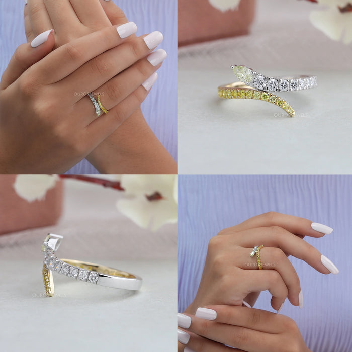 [Collage View of Pear and Round Bypass Setting Ring]-[Ouros Jewels]