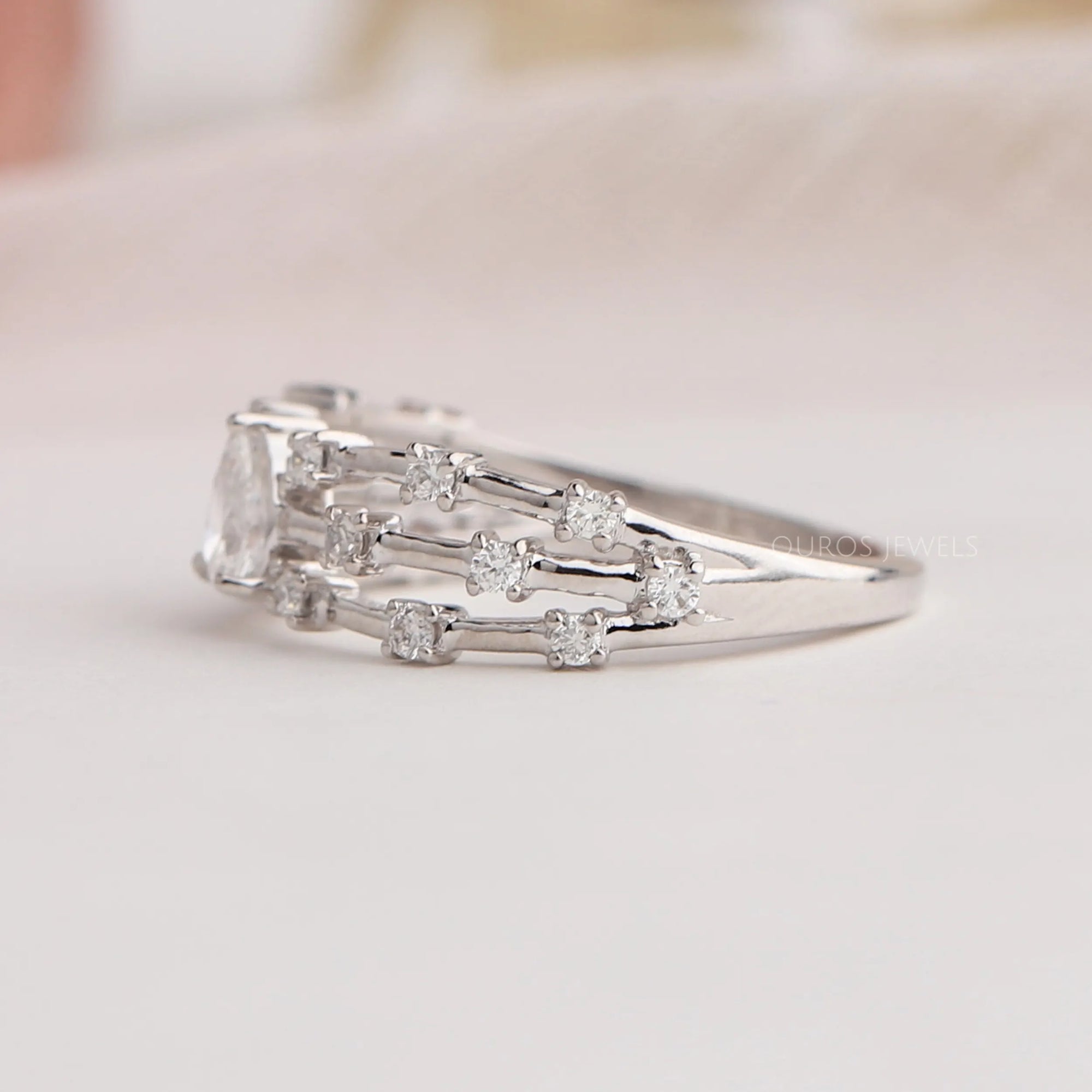 Pear Diamond Solitaire Accent Ring