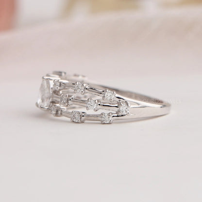 Pear Diamond Solitaire Accent Ring