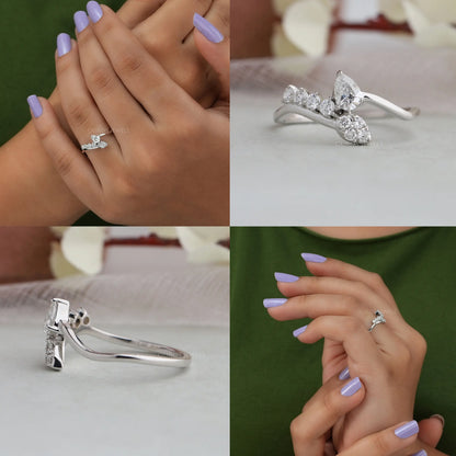 Pear Diamond Bypass Anniversary Ring Rings