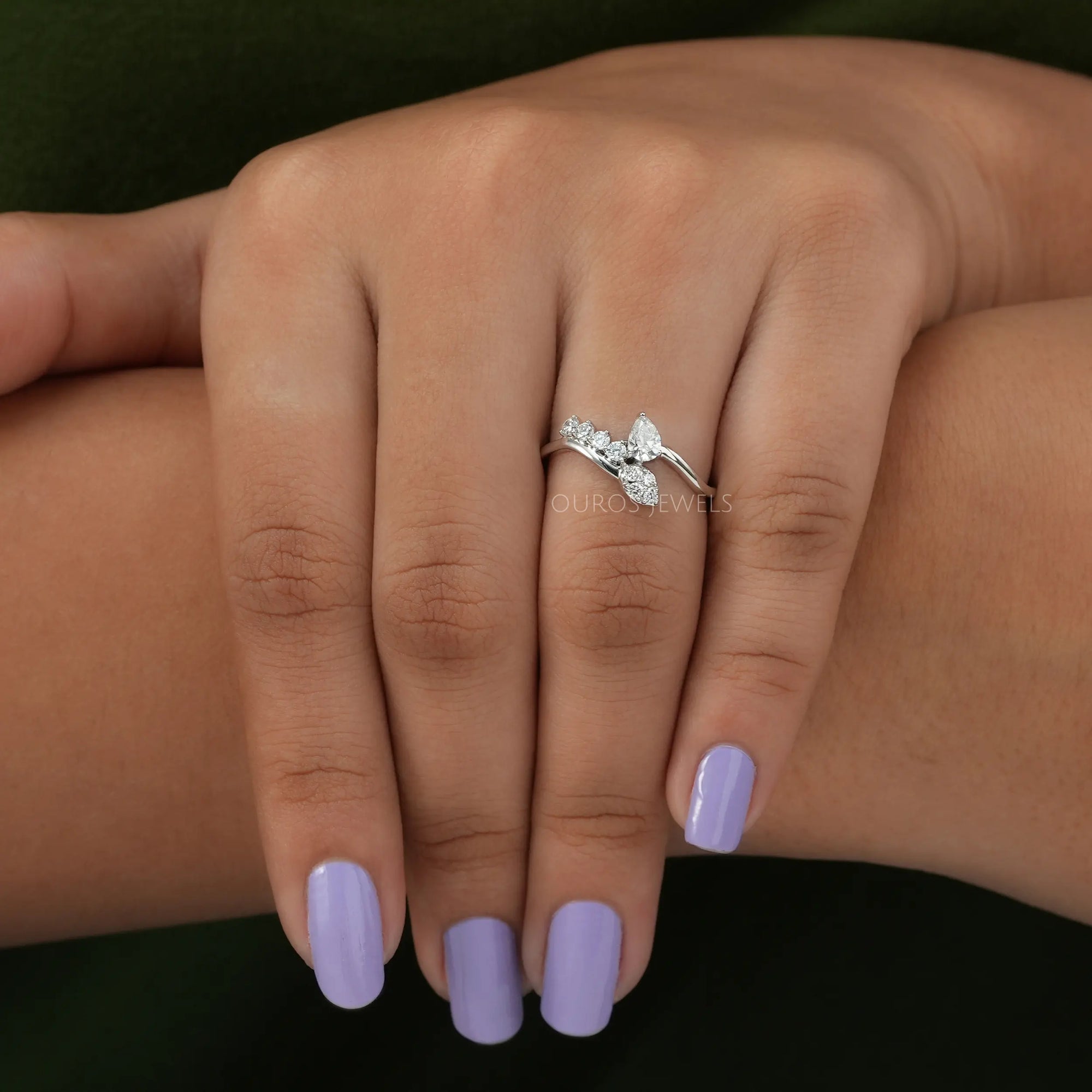 Pear Diamond Bypass Anniversary Ring Rings