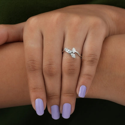 Pear Diamond Bypass Anniversary Ring Rings