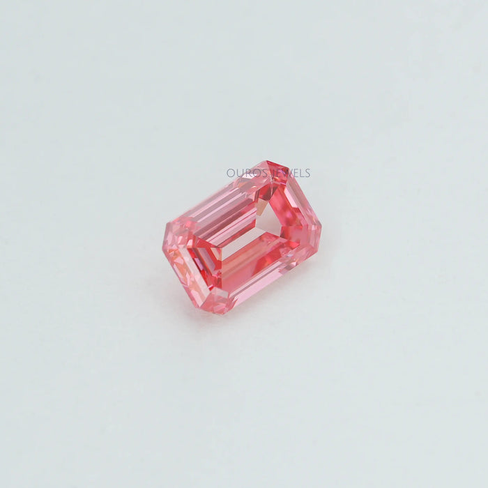 0.76 Carat Each Pink Emerald Cut Lab Grown Diamond
