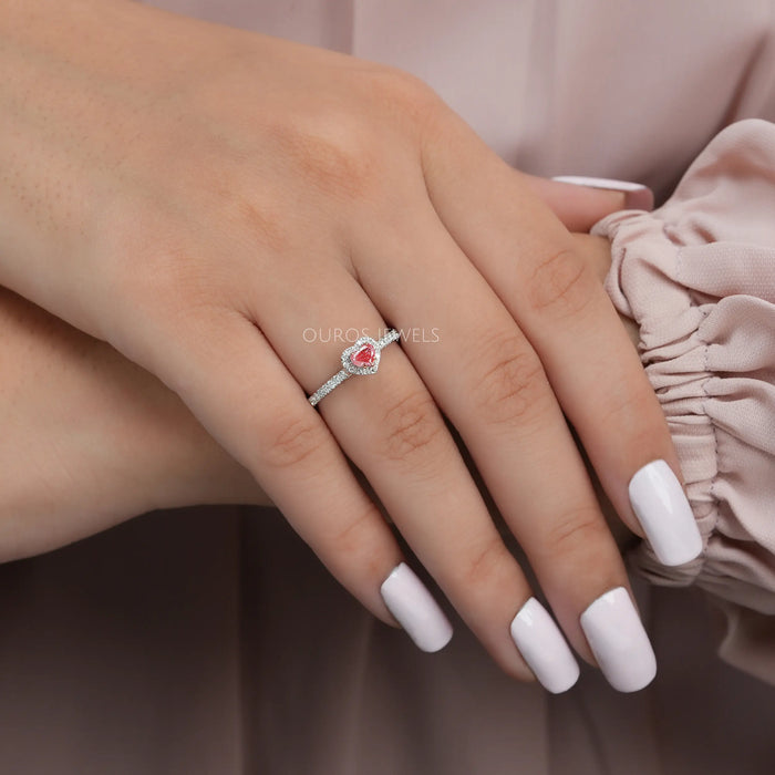 [Lab Created Pink Diamond Engagement Ring]-[Ouros Jewels]