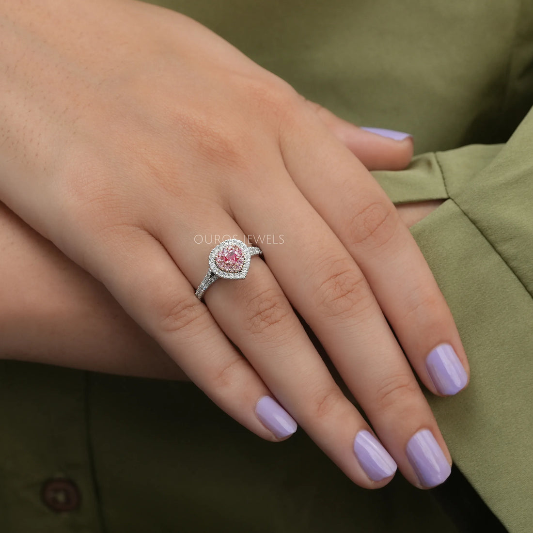 Heart Cut Yellow Diamond Double Halo Engagement Ring Ring