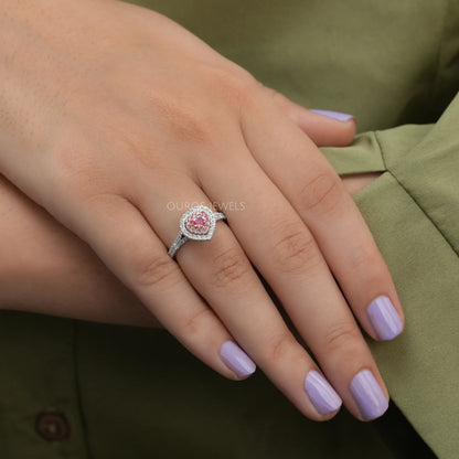 Heart Cut Yellow Diamond Double Halo Engagement Ring Ring