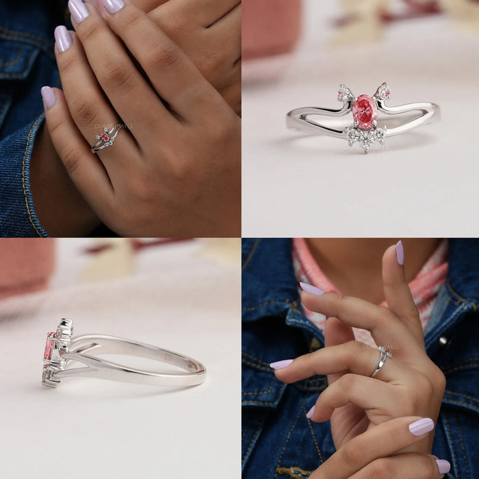 [Collage Of Fancy Pink Oval And Round Diamond Engagement Ring]-[Ouros Jewels]