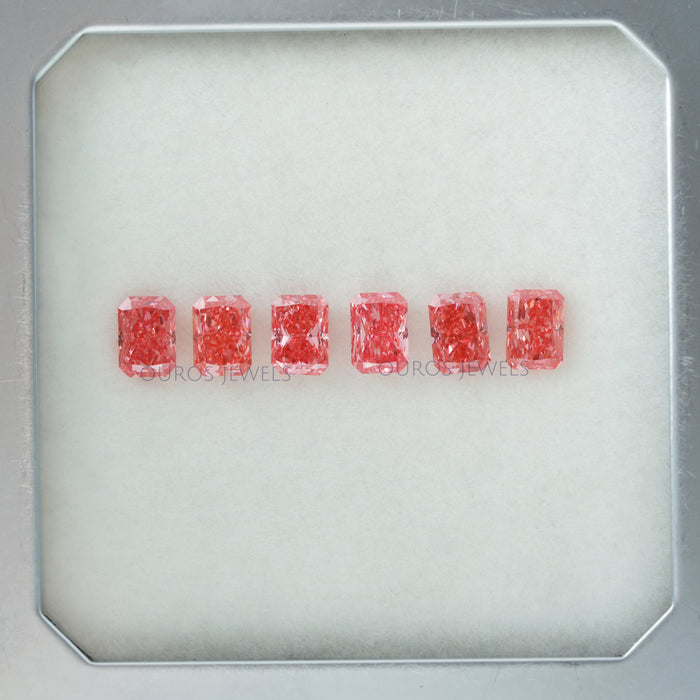 Pink Radiant Cut Lab Grown Diamond - 0.41 CT Each