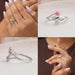 Collage of bypass set round cut engagement ring with fancy pink colored diamond