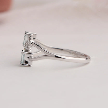 Green Princess Shape Lab Diamond Dainty Ring