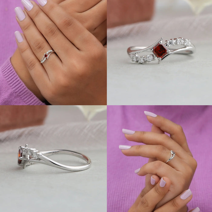 [Collage of Red Asscher Diamond Ring]-[Ouros Jewels]