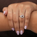 In finger look of oval shape lab created diamond engagement ring with split shank in 14k white gold