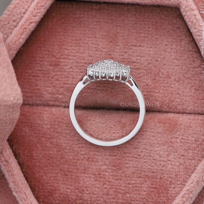 Flower Cluster Round Pave Diamond Ring