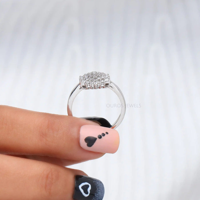 Flower Cluster Round Pave Diamond Ring