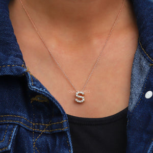 [Round Cut Alphabet Pendant With Chain]-[Ouros Jewels]