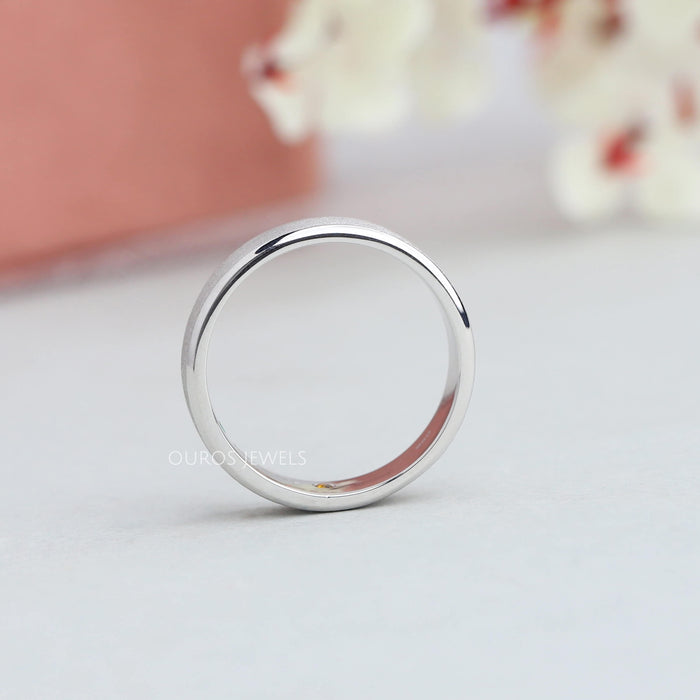 [One Side View Of Solid White Gold Band]-[Ouros Jewels]