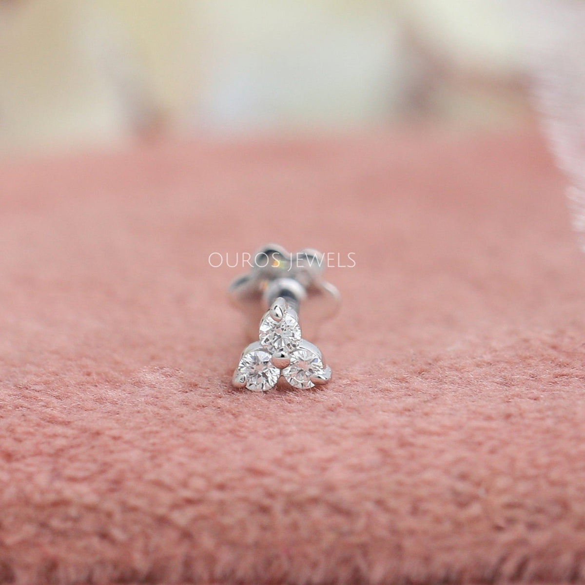 Three Stone Diamond Nose Pin Ouros Jewels